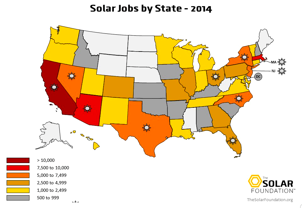 Solar Jobs by State (pre.thesolarfoundation.org)
